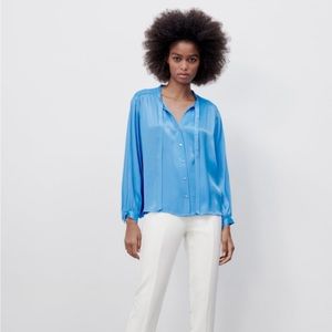 Zara NWT tied satin blouse